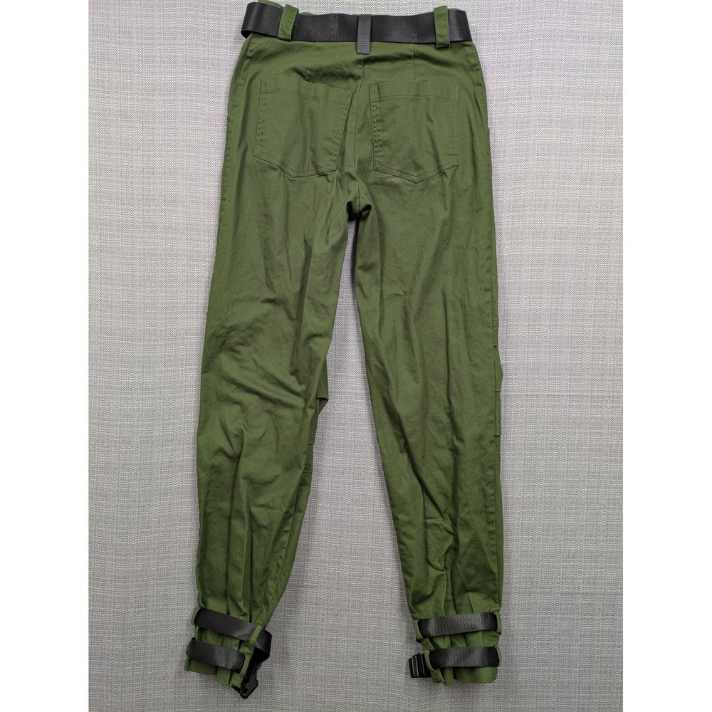 Black Milk Pants Womens 8 Green Jogger Belted Adjustable Hem Strap Utility - Picture 5 of 6